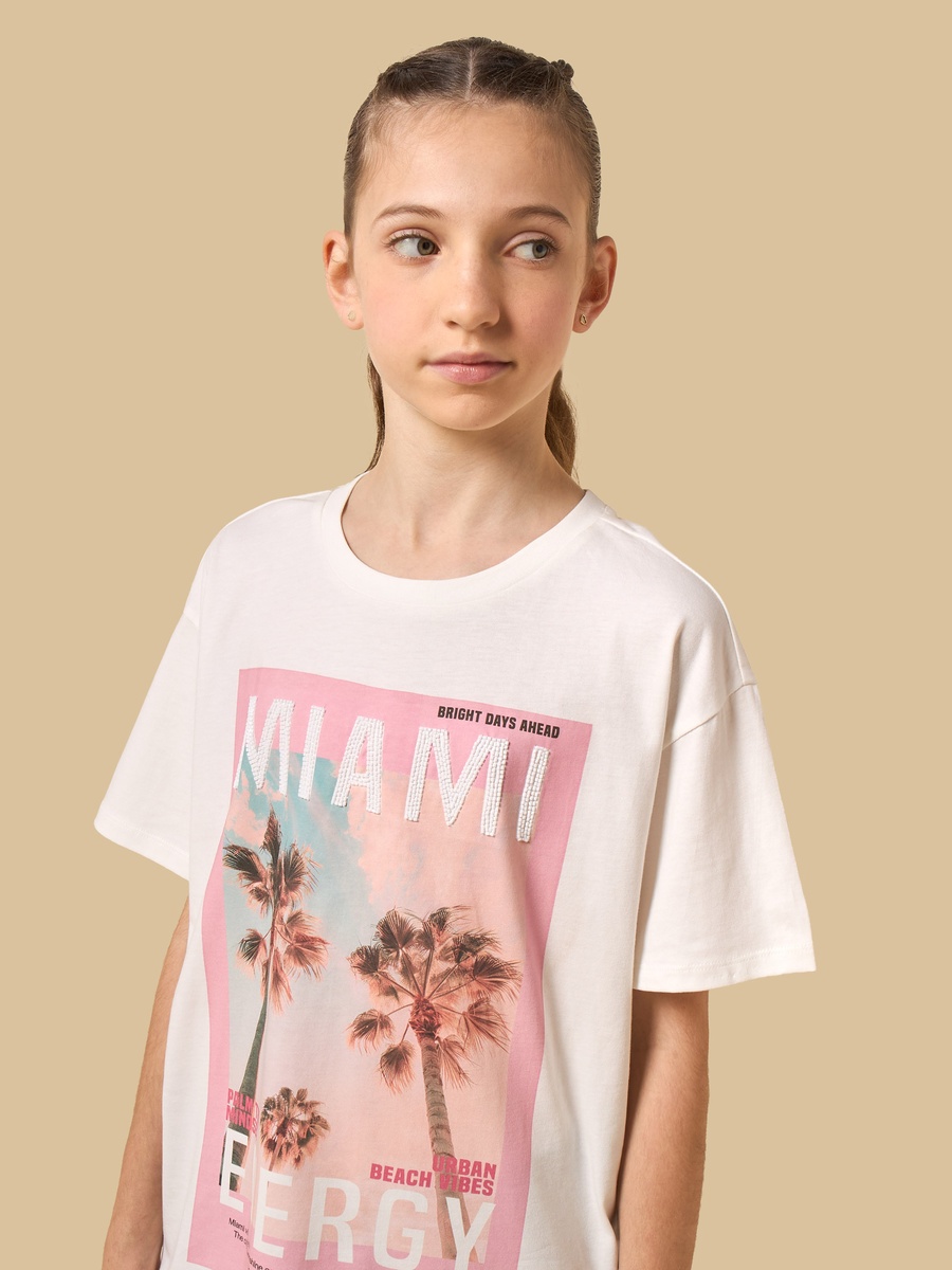 Miami Print Oversized Cotton T-Shirt