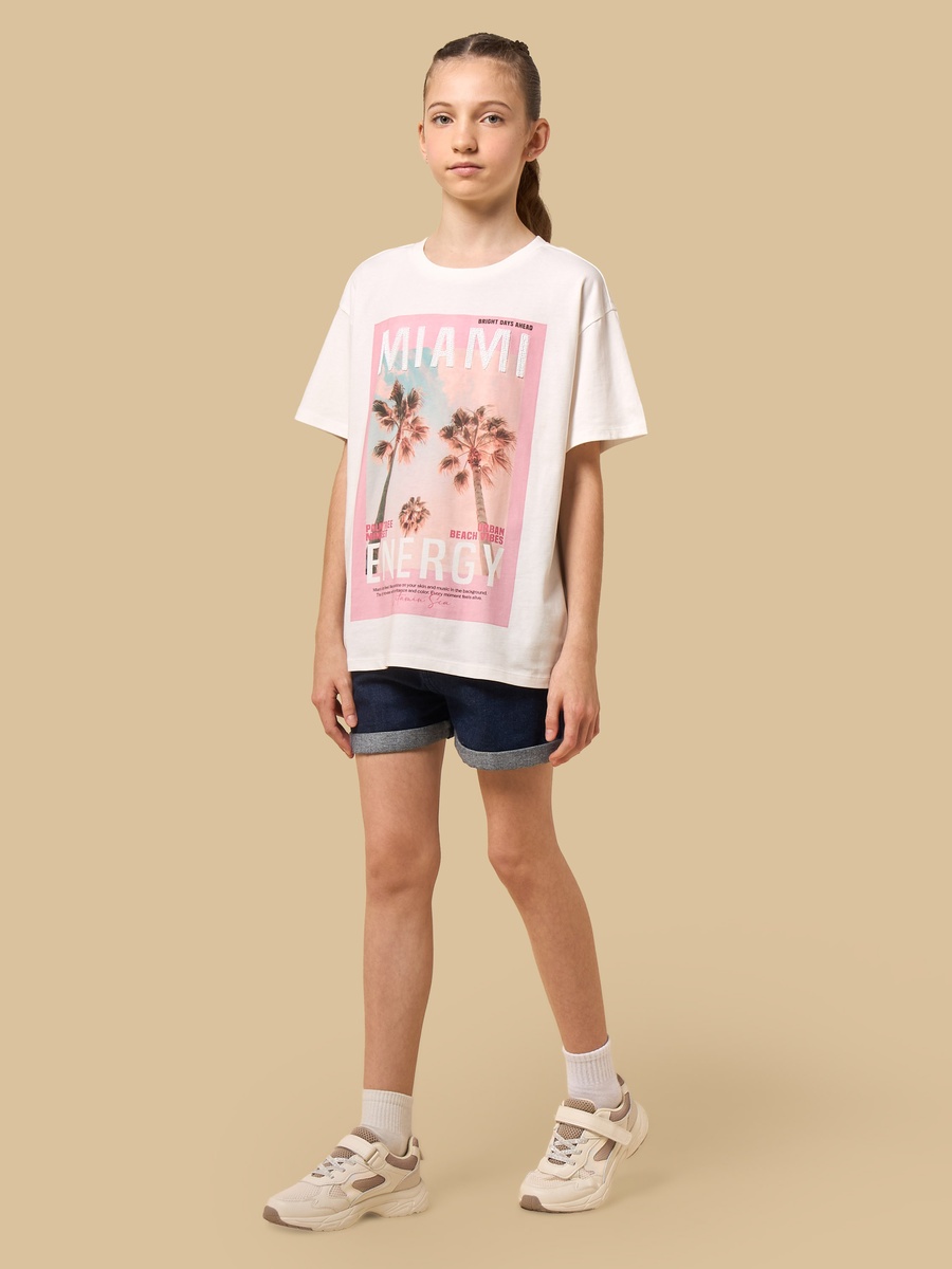 Miami Print Oversized Cotton T-Shirt