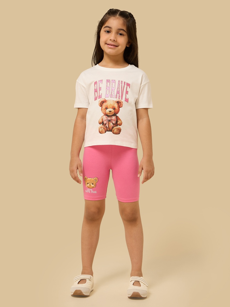 Teddy Bear Print Cotton Boxy T-Shirt