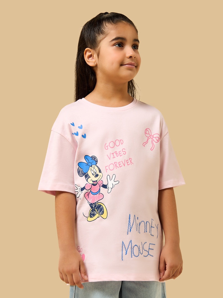 Minnie Mouse Print Cotton T-Shirt