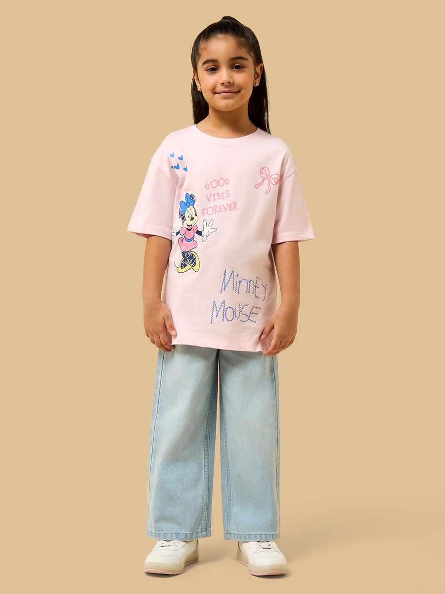 Minnie Mouse Print Cotton T-Shirt