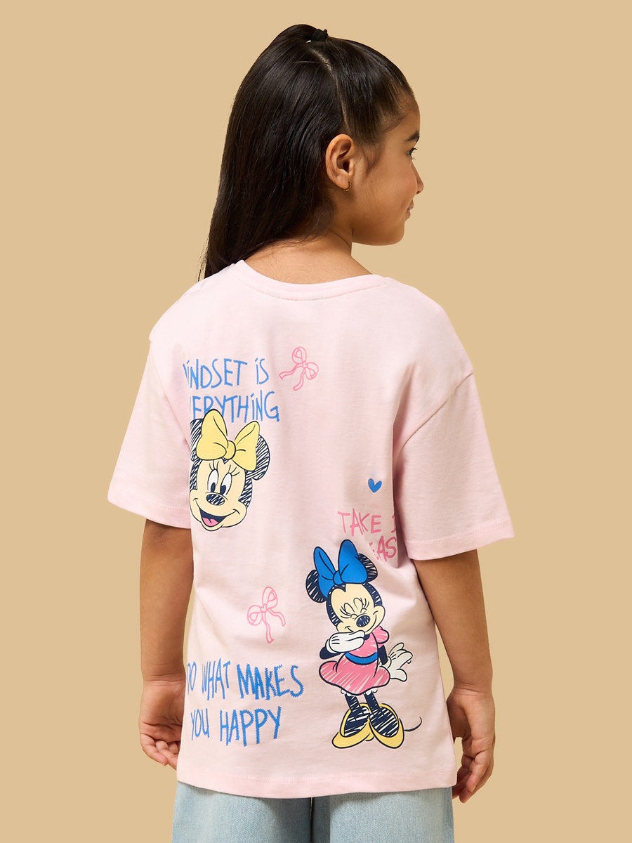 Minnie Mouse Print Cotton T-Shirt