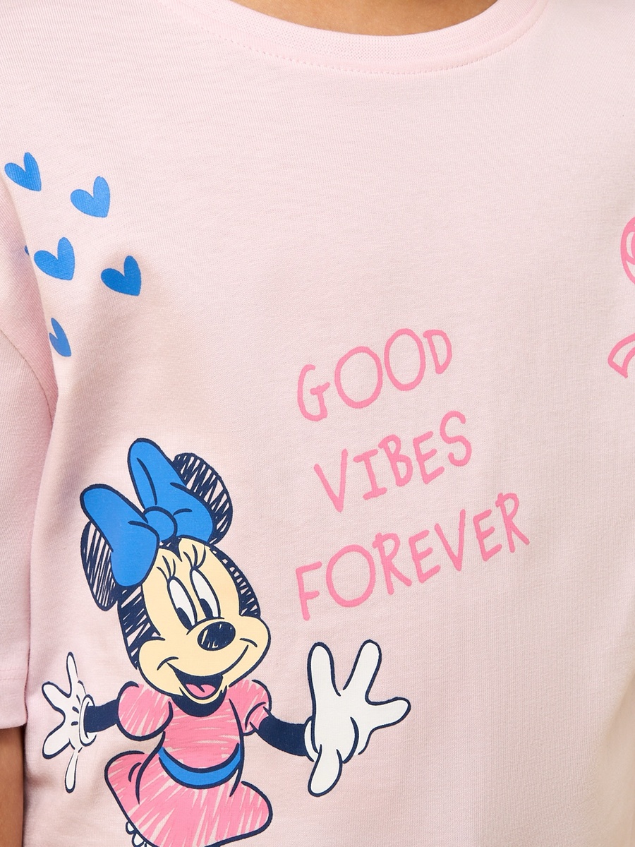 Minnie Mouse Print Cotton T-Shirt