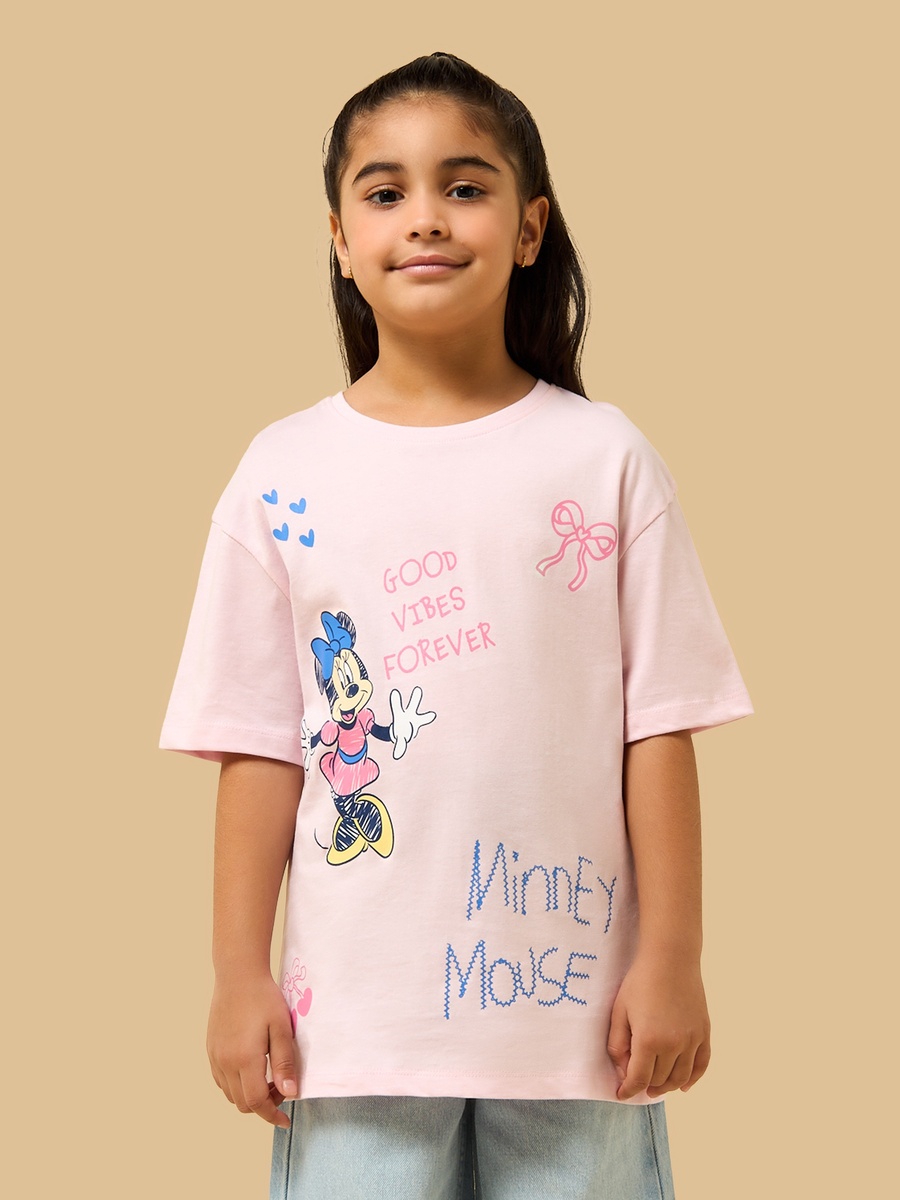 Minnie Mouse Print Cotton T-Shirt