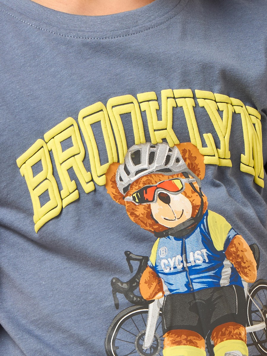 Brooklyn Bear Print Cotton T-Shirt