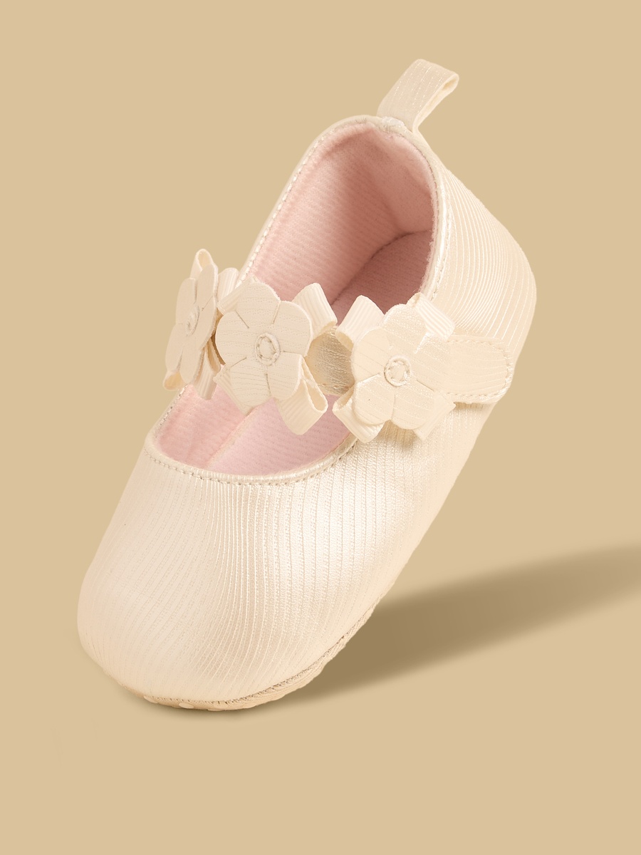 Floral Accent Booties with Hook and Loop Closure