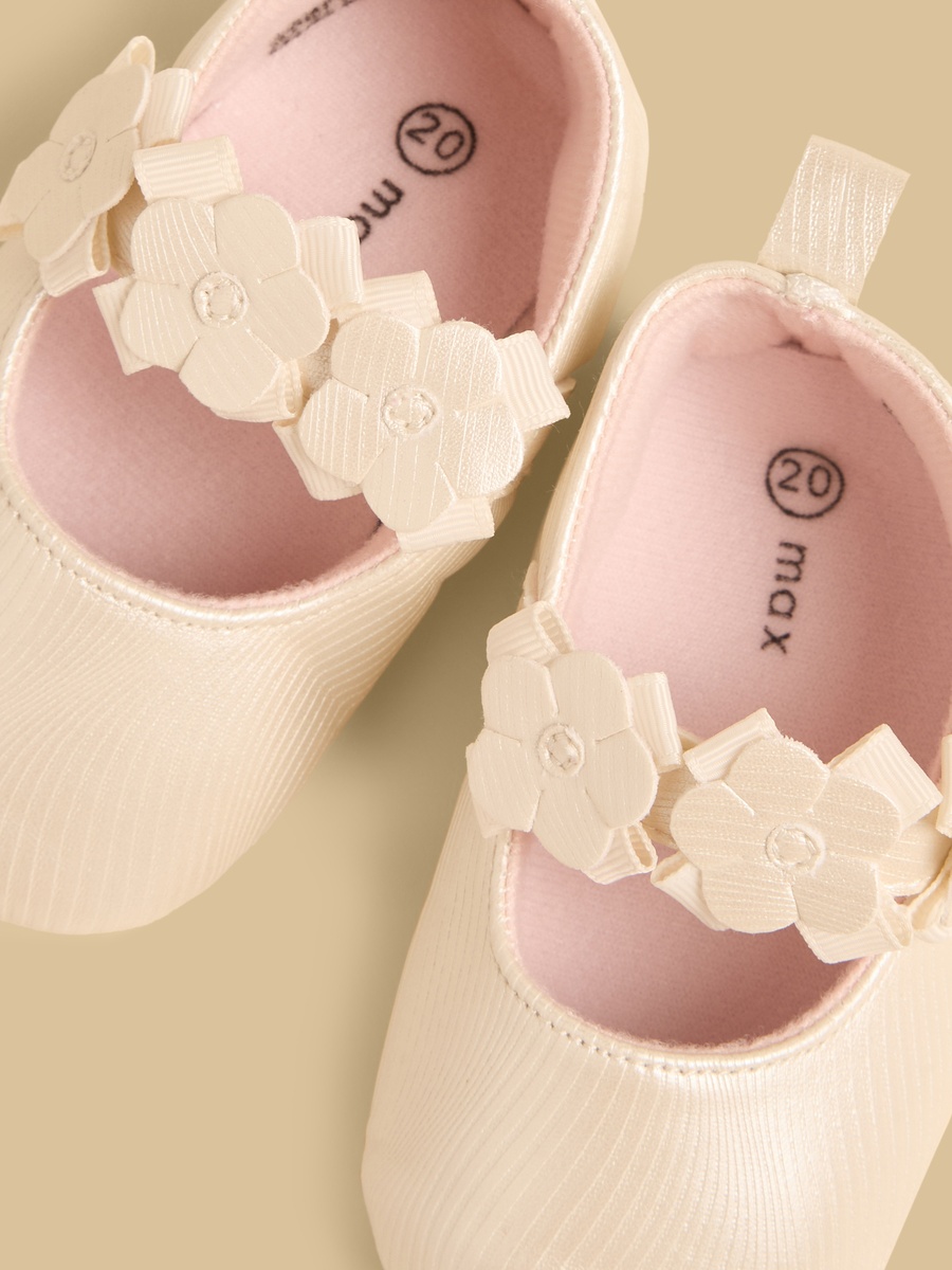 Floral Accent Booties with Hook and Loop Closure