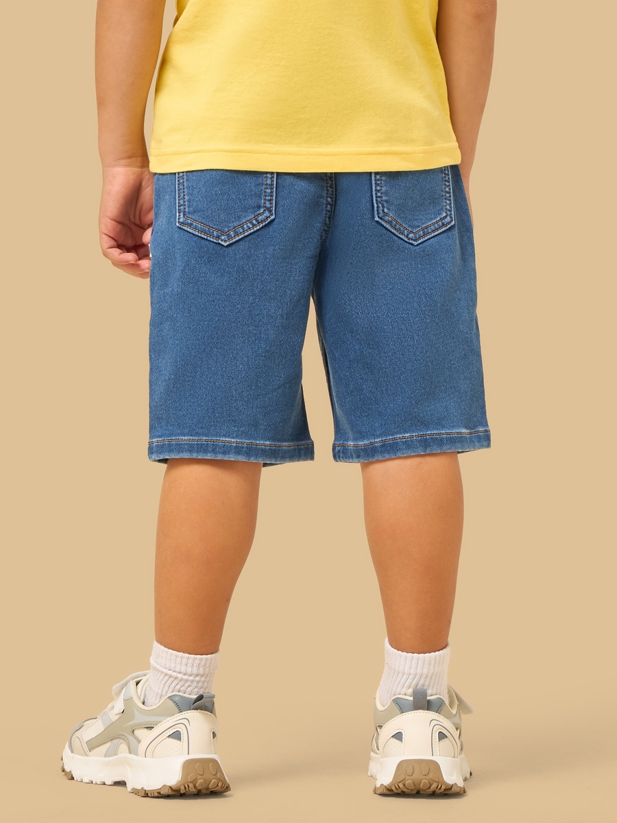 Pull-On Cotton Denim Shorts