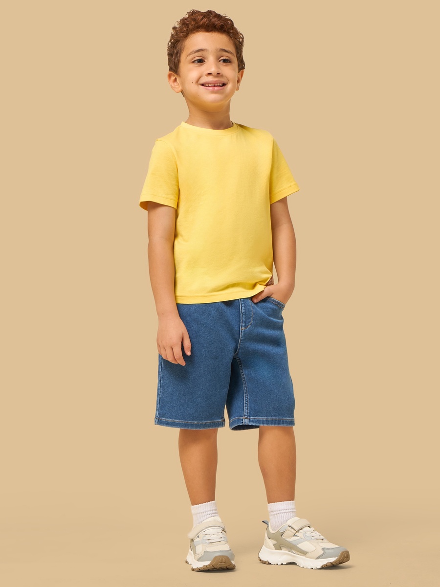 Pull-On Cotton Denim Shorts