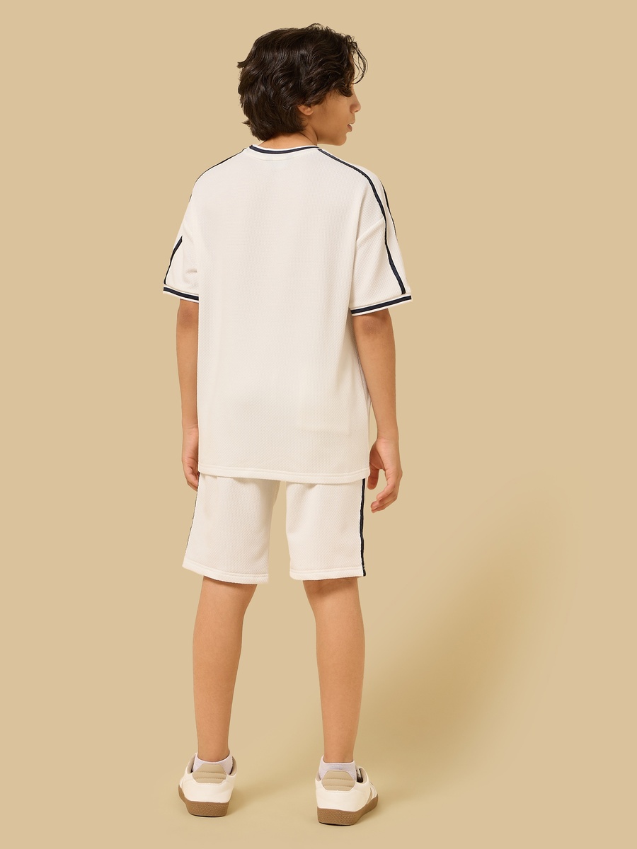 Textured Side Tape Detail T-Shirt and Shorts Set