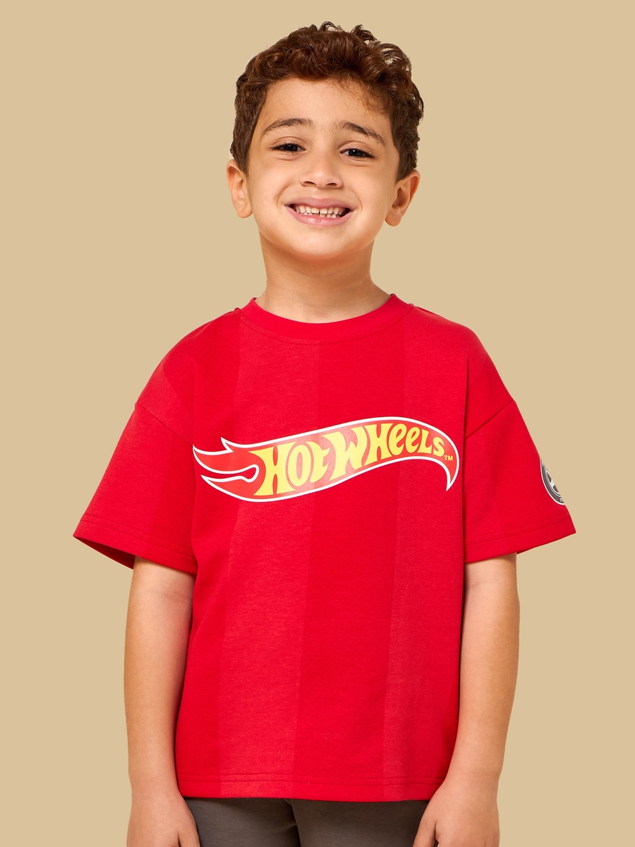 Hot Wheels Print T-Shirt and Shorts Set