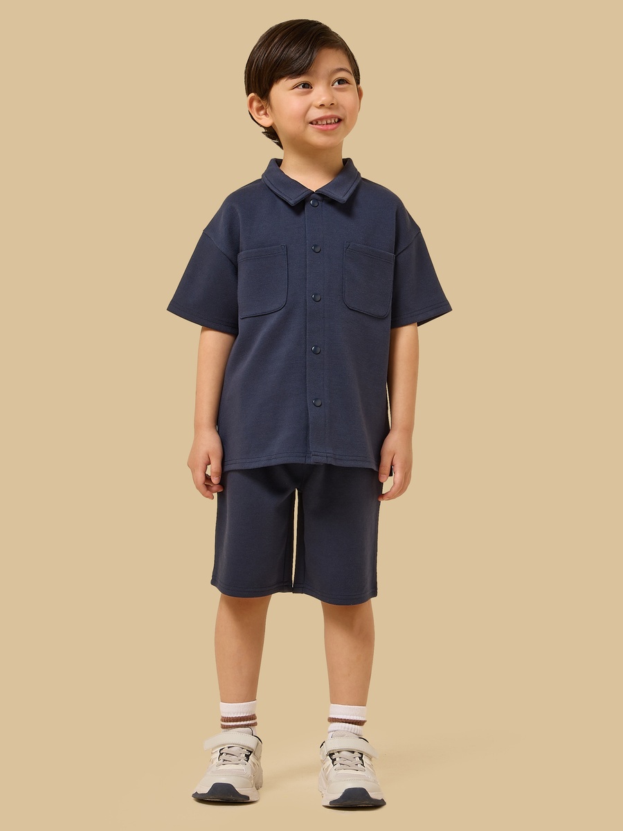 Textured Linen Blend Shirt and Shorts Set