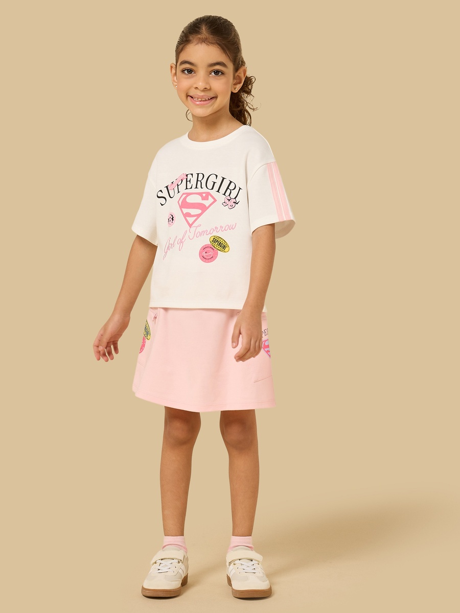 Supergirl Print T-Shirt with Skirt
