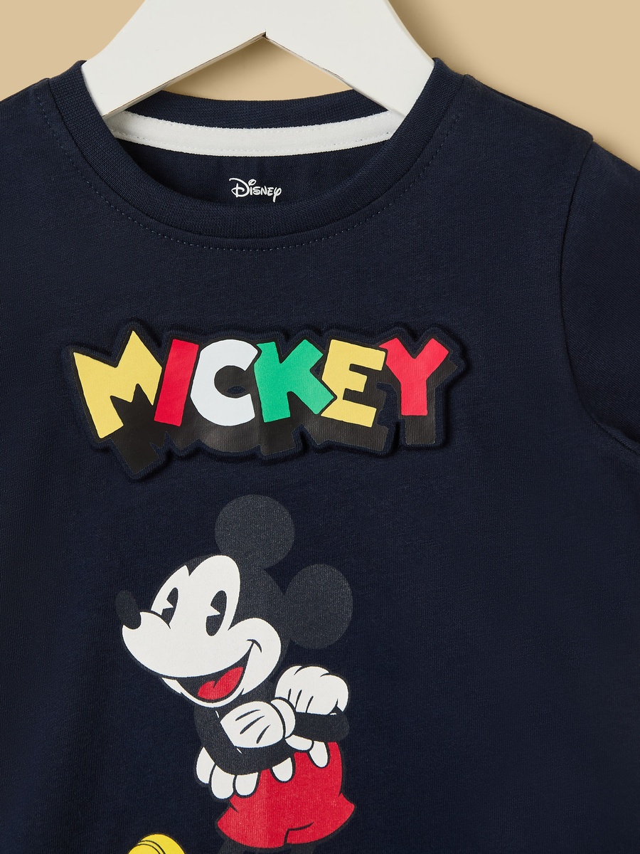 Mickey Mouse Print Cotton T-Shirt and Shorts Set