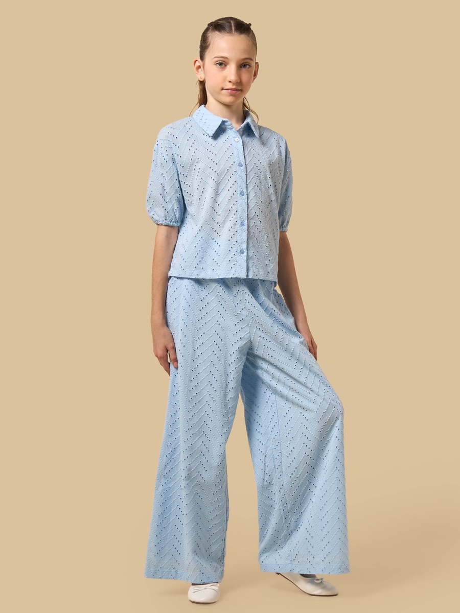 Embroidered Cotton Wide Leg Pants