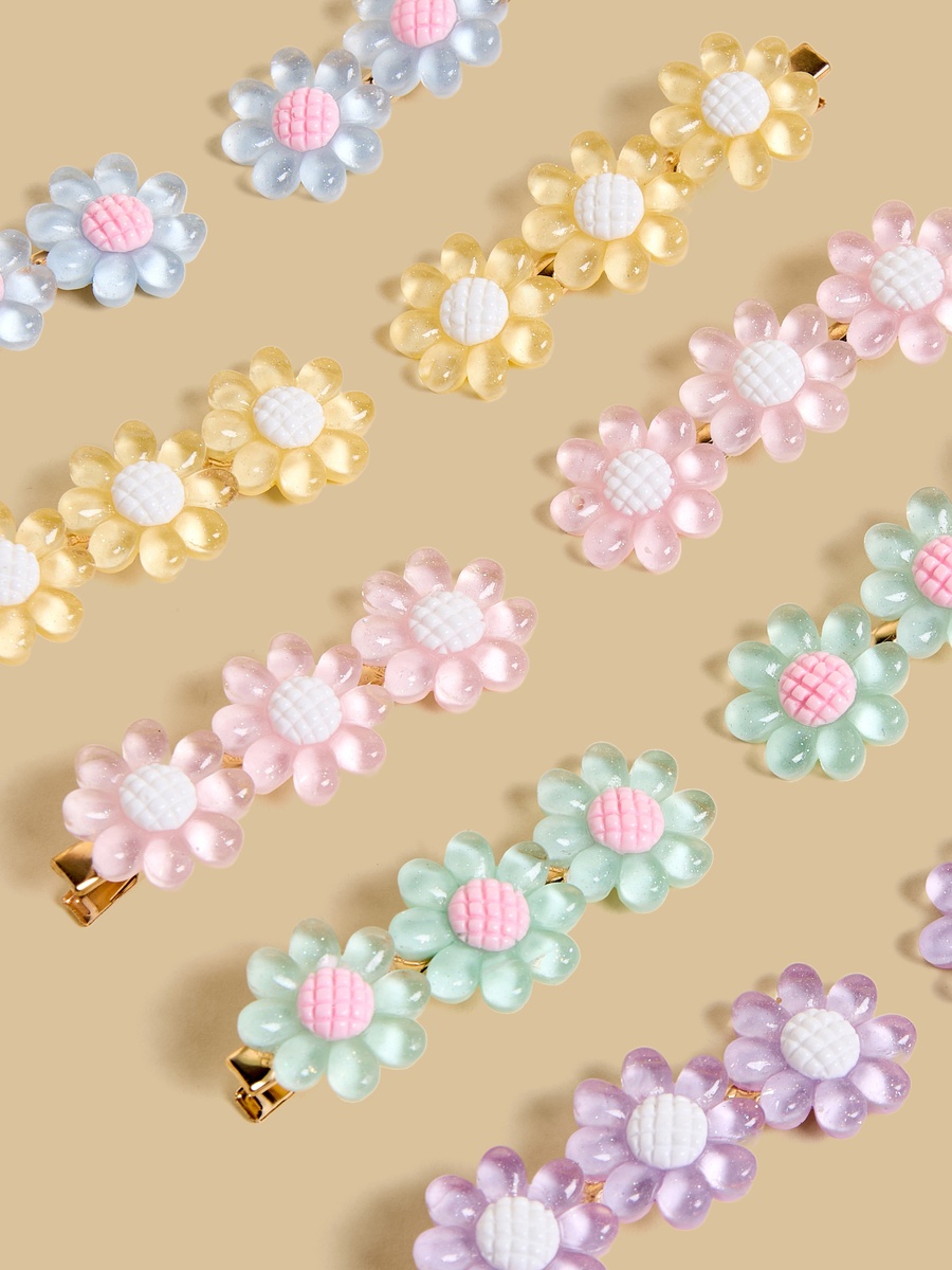 Pack of 10 - Floral Accent Hair Clip