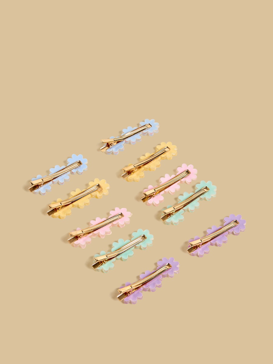 Pack of 10 - Floral Accent Hair Clip