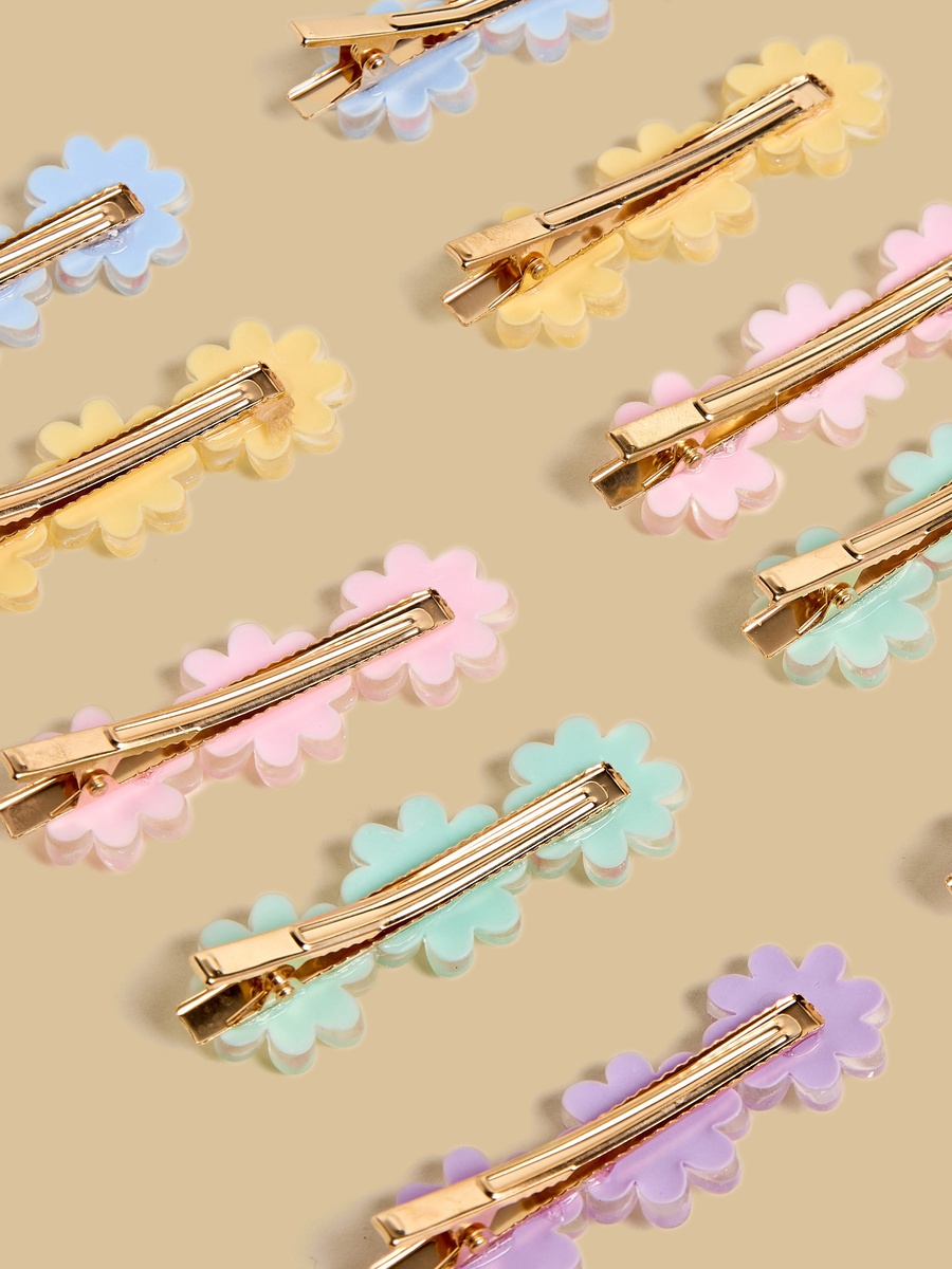 Pack of 10 - Floral Accent Hair Clip