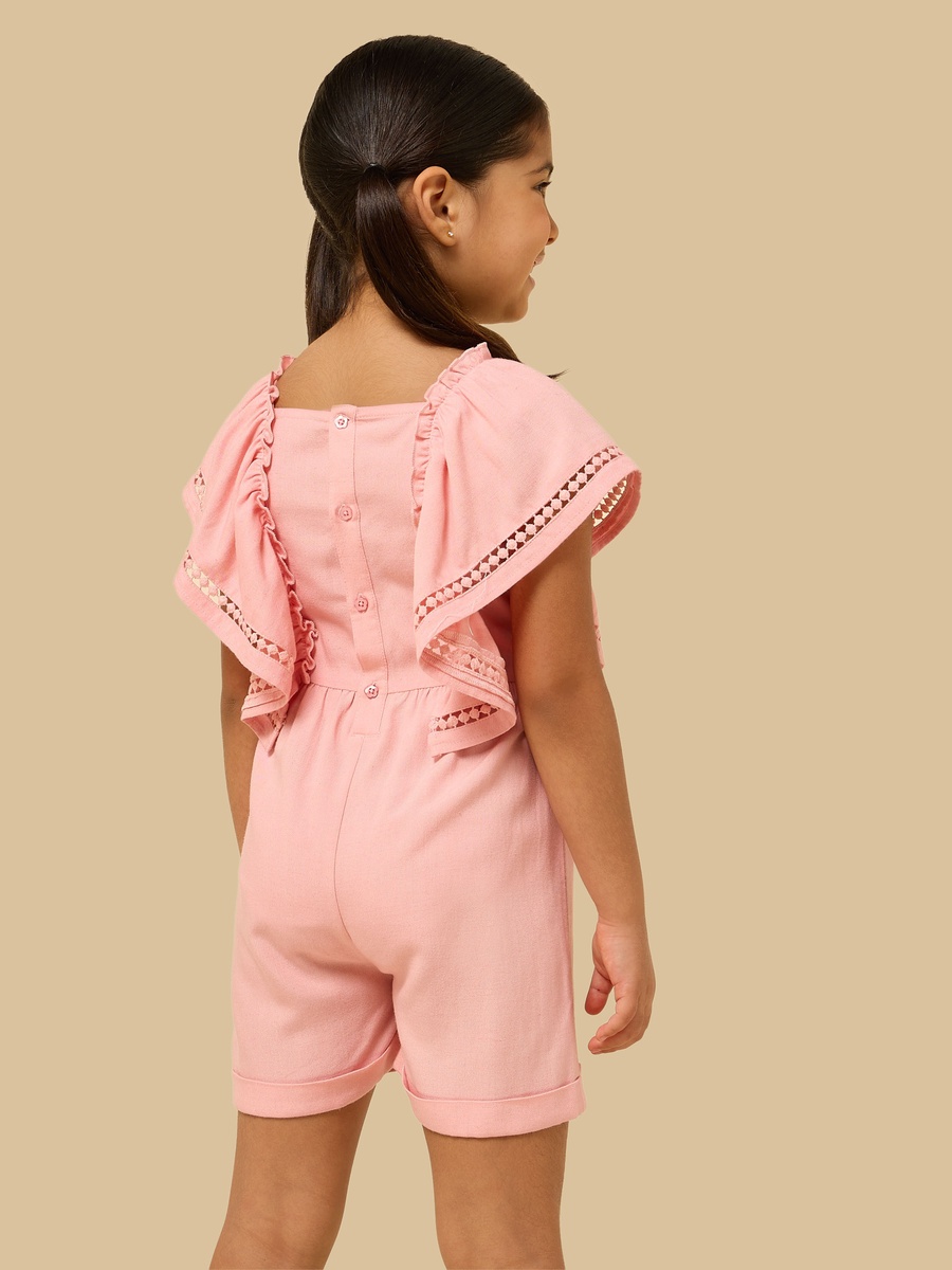Floral Embroidered Playsuit with Bag