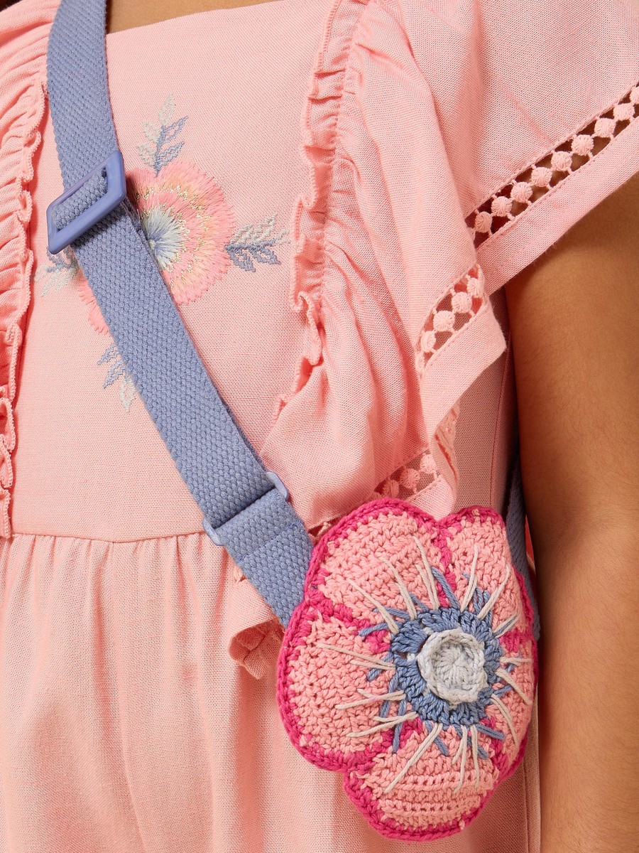 Floral Embroidered Playsuit with Bag