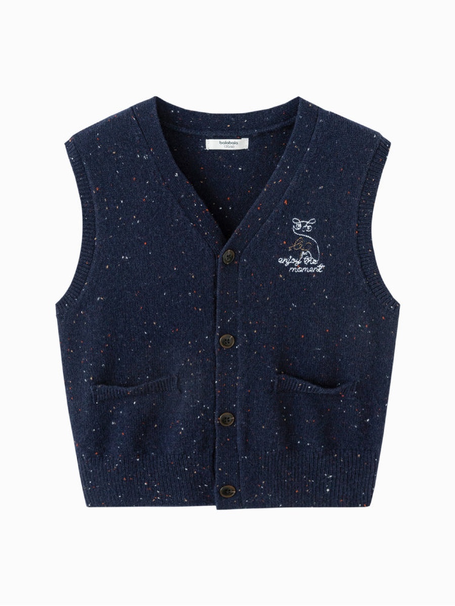 Boys Knitted Vest with Speckled Pattern