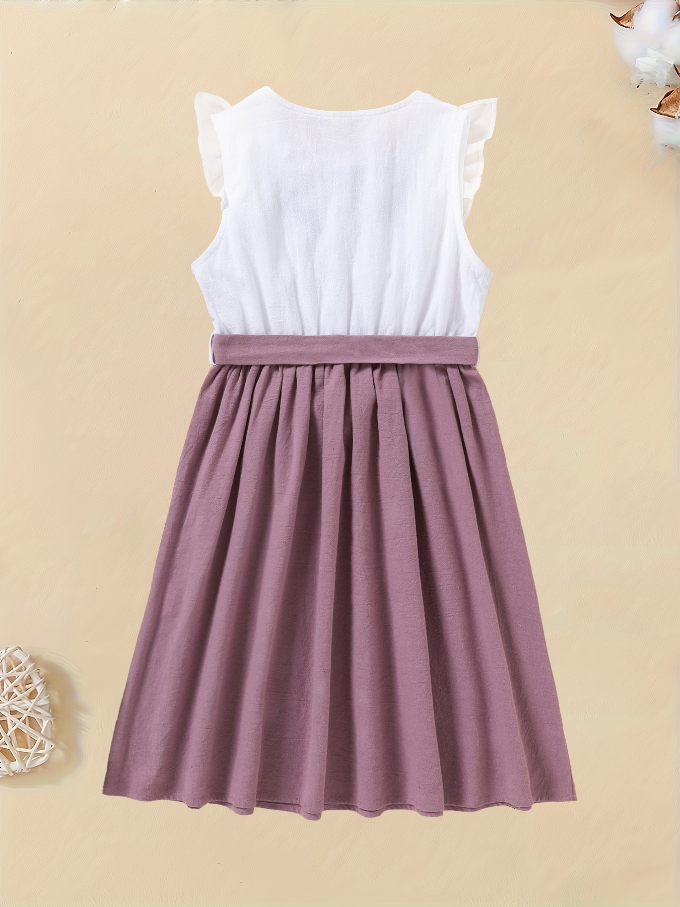 Girls A-Line Floral Embroidered Knee-Length Casual Dress