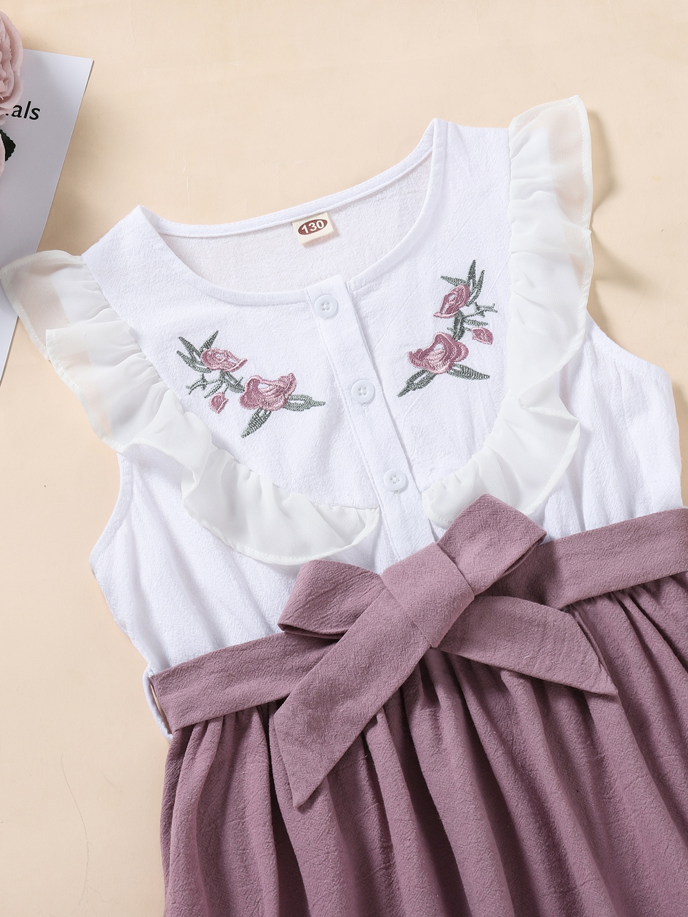 Girls A-Line Floral Embroidered Knee-Length Casual Dress