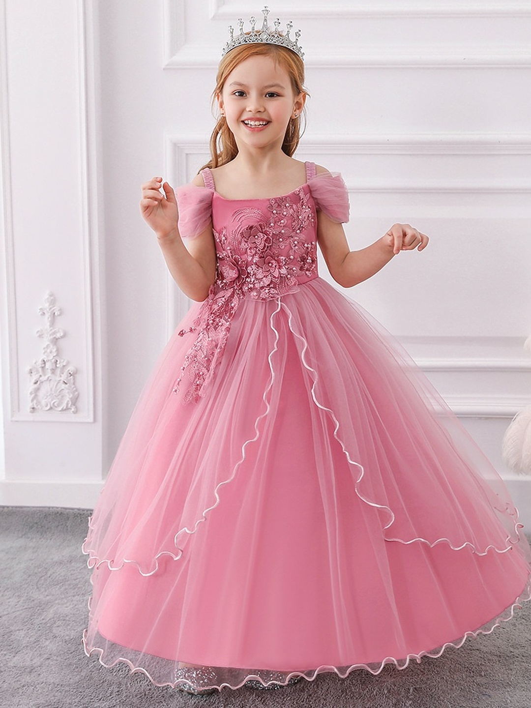 Girls Off-Shoulder Long Princess Dress
