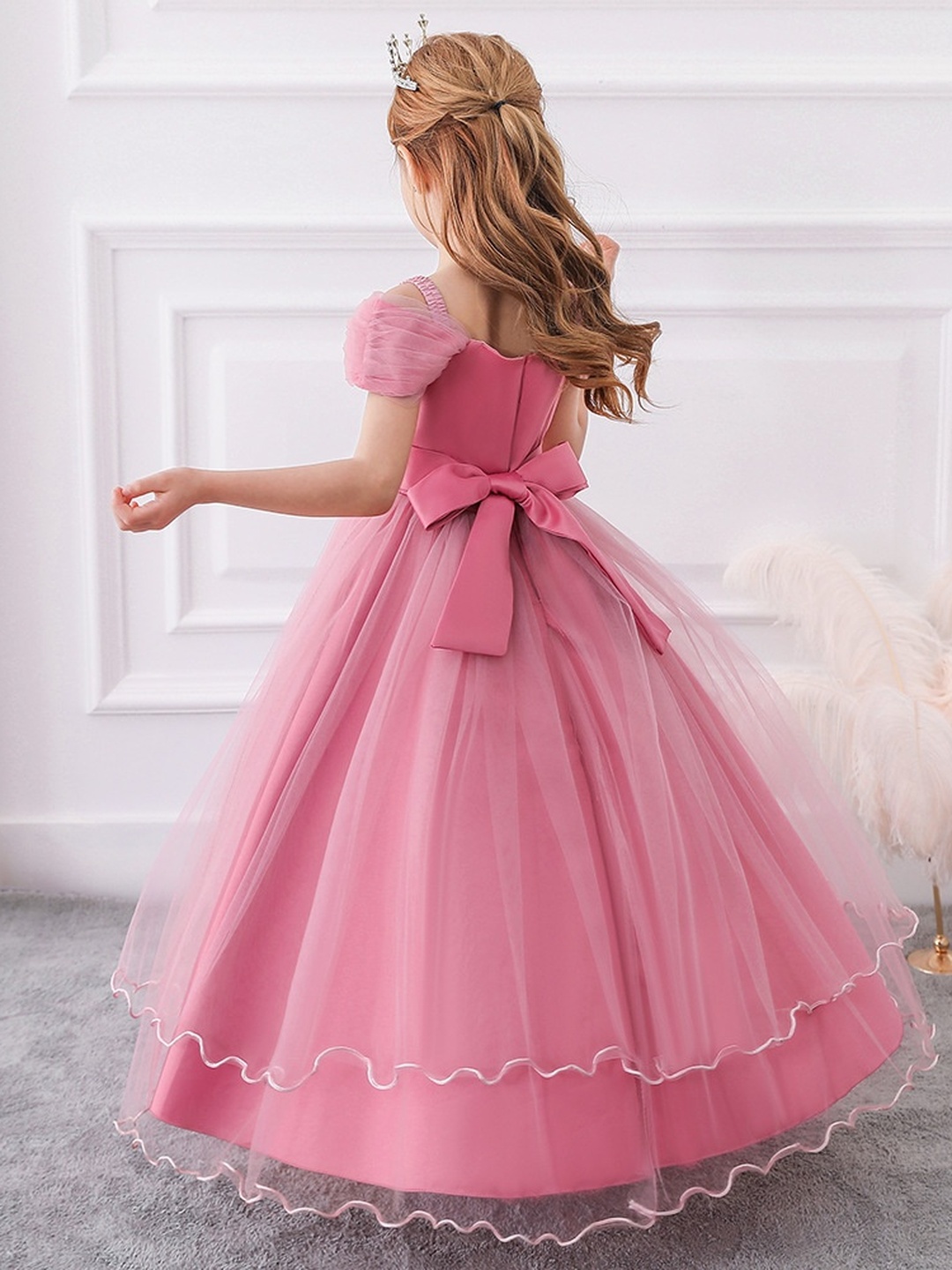 Girls Off-Shoulder Long Princess Dress