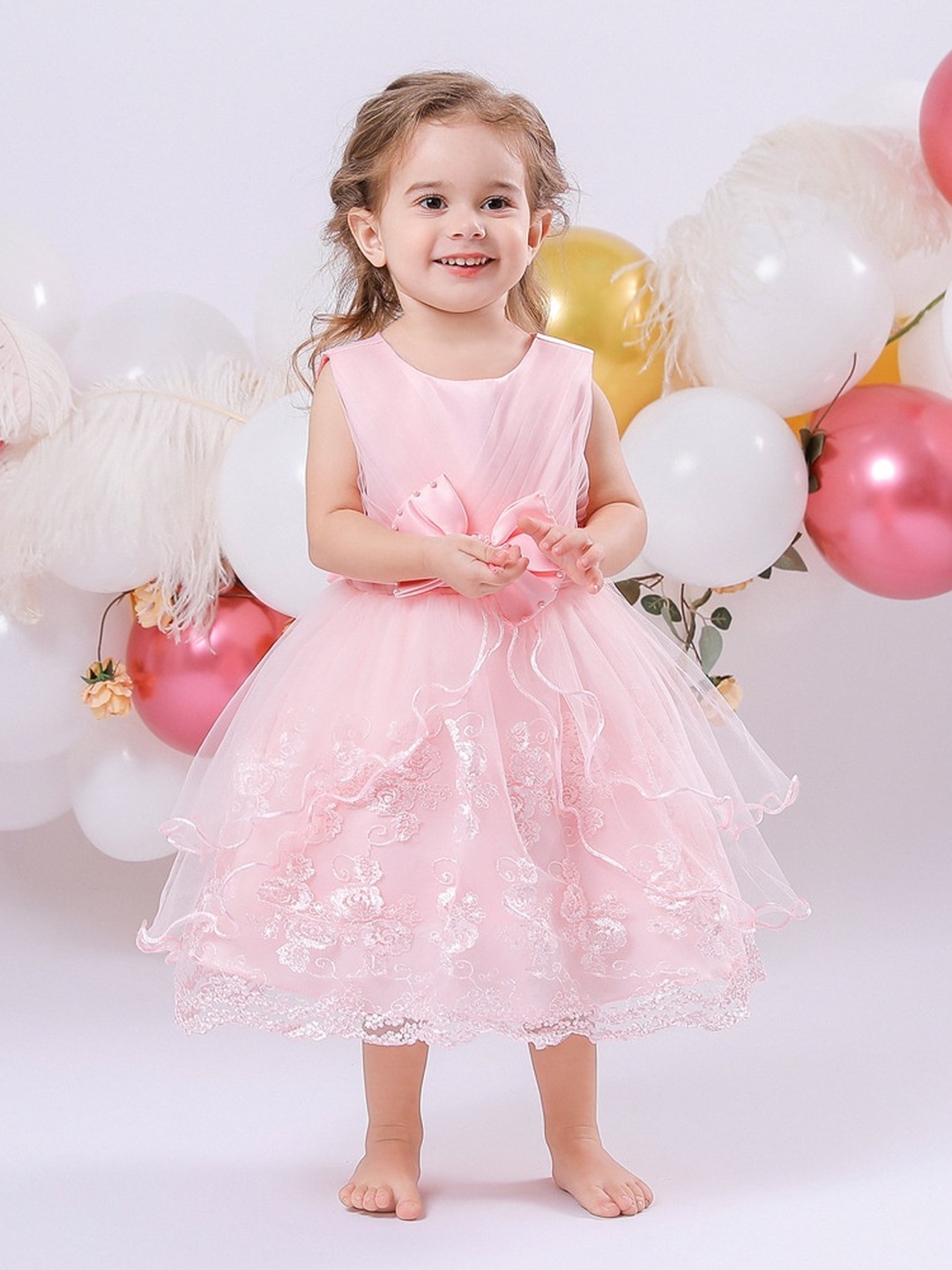 Baby Girls Birthday Bow Lace Dress