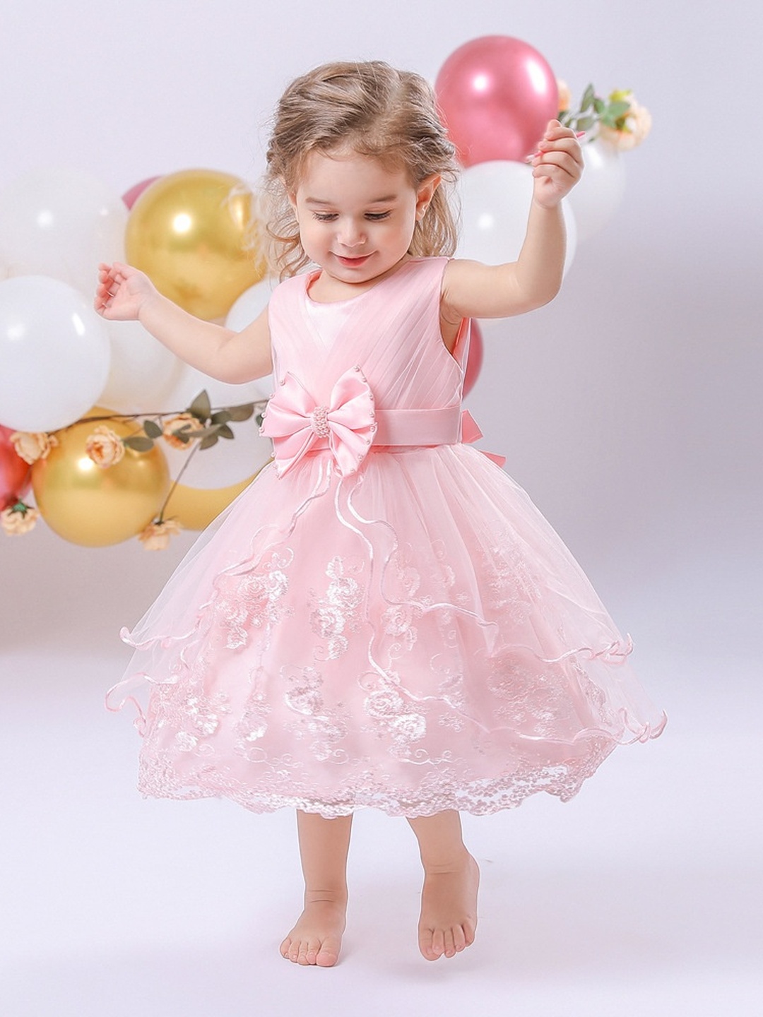 Baby Girls Birthday Bow Lace Dress
