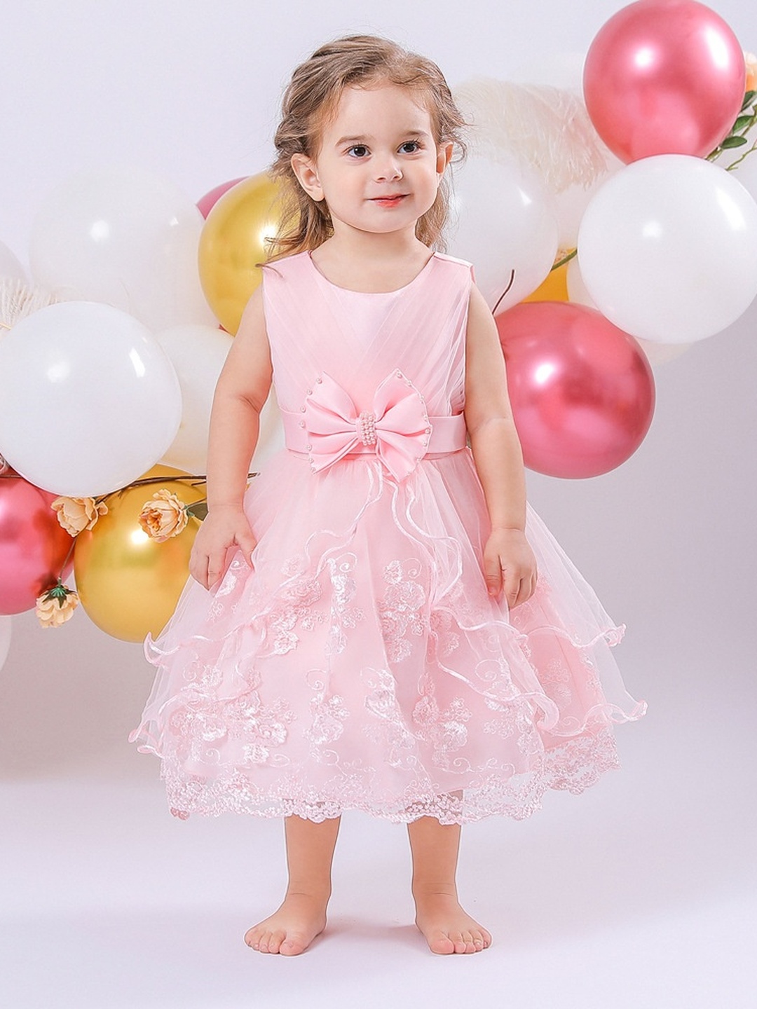 Baby Girls Birthday Bow Lace Dress