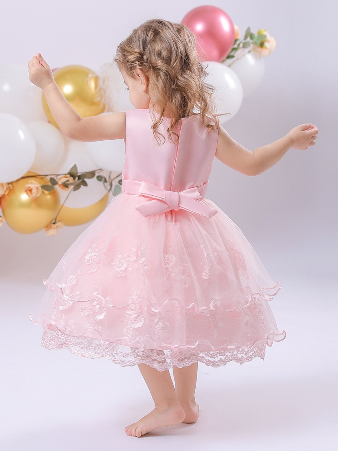Baby Girls Birthday Bow Lace Dress