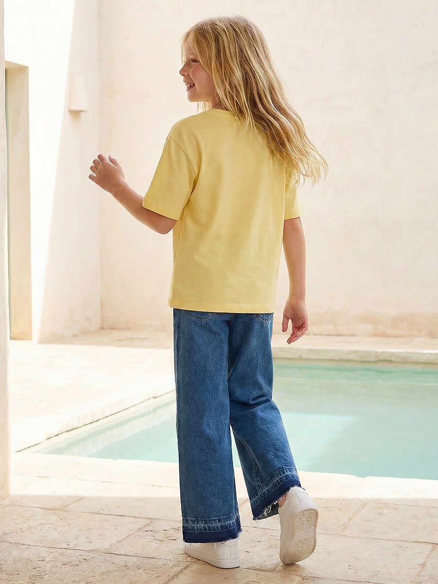 Crew Neck Short Sleeves T-Shirt with Hello Kitty Print