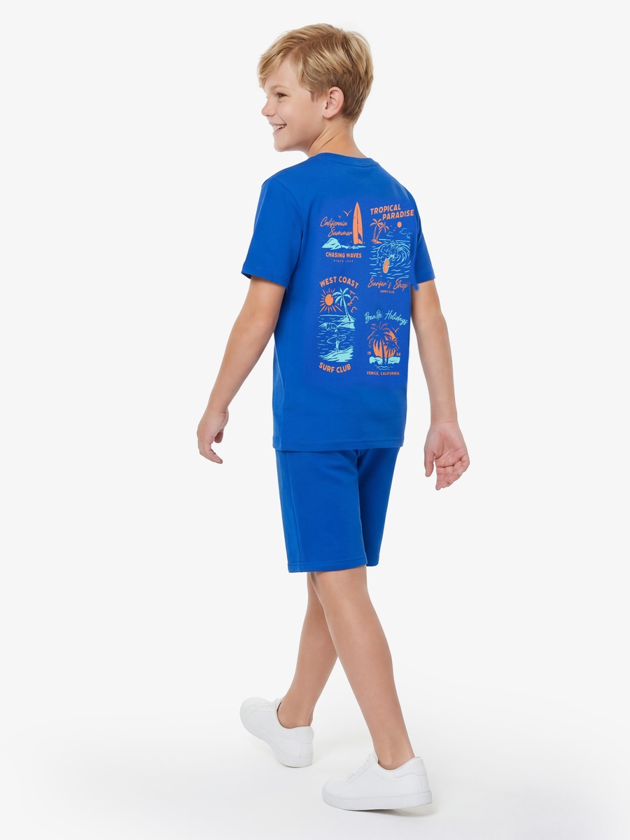 Set of 3 Crew Neck Short Sleeves T-Shirt and Shorts Set with Graphic Print