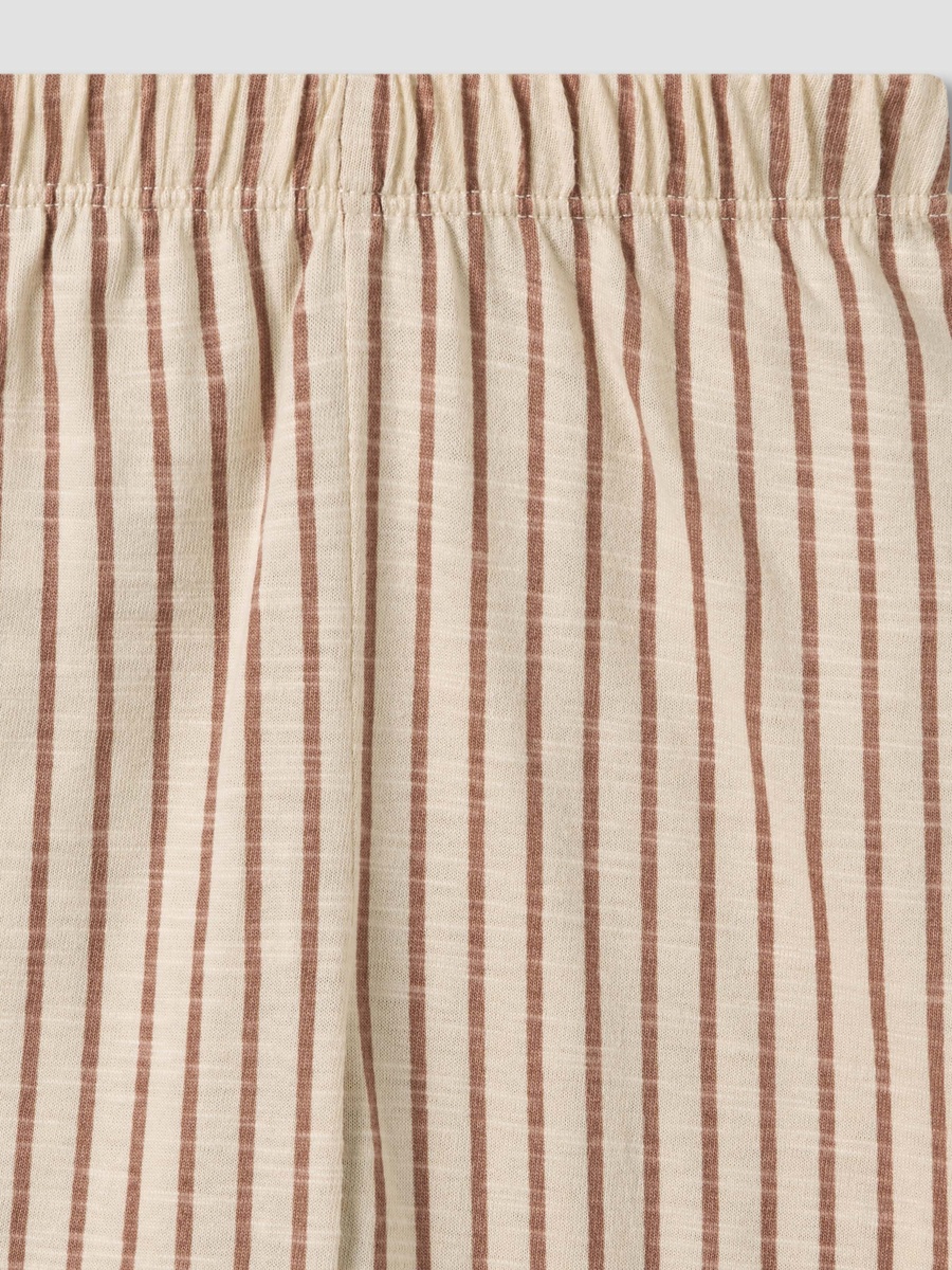 Cotton Round Neck Short Sleeves Pyjama Set with Stripes