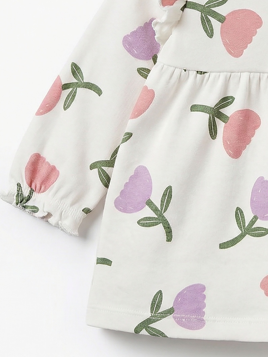 Cotton Peter Pan Collar Long Sleeves Pyjama Set with Floral Print