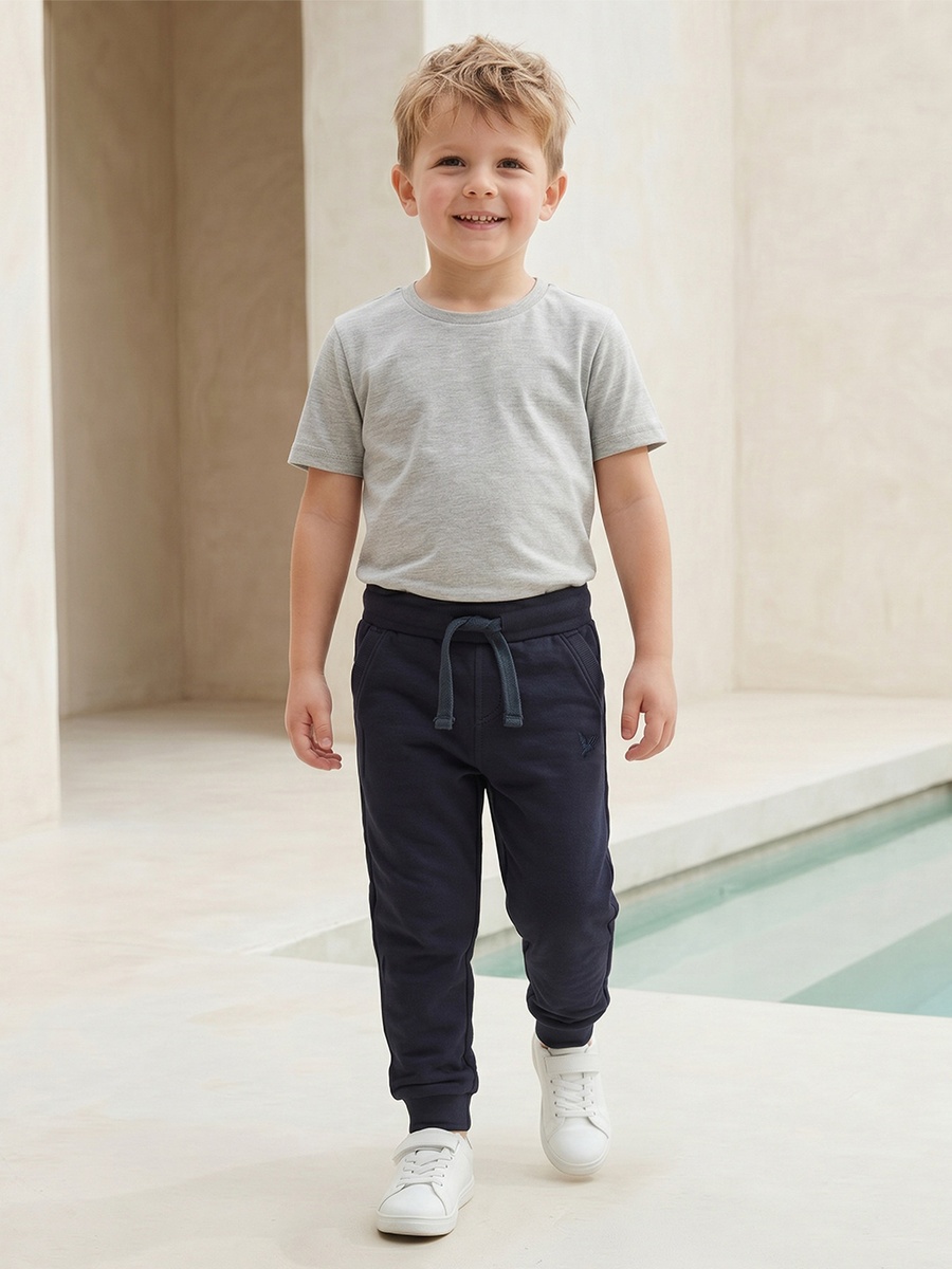 Boys Cotton Joggers with Pockets and Drawstring Waist