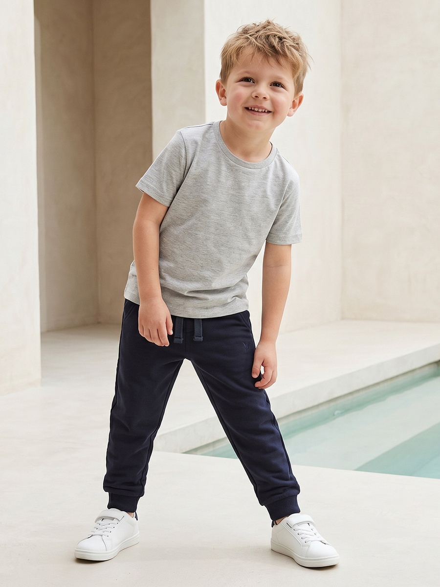 Boys Cotton Joggers with Pockets and Drawstring Waist