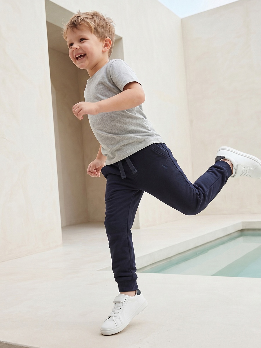 Boys Cotton Joggers with Pockets and Drawstring Waist