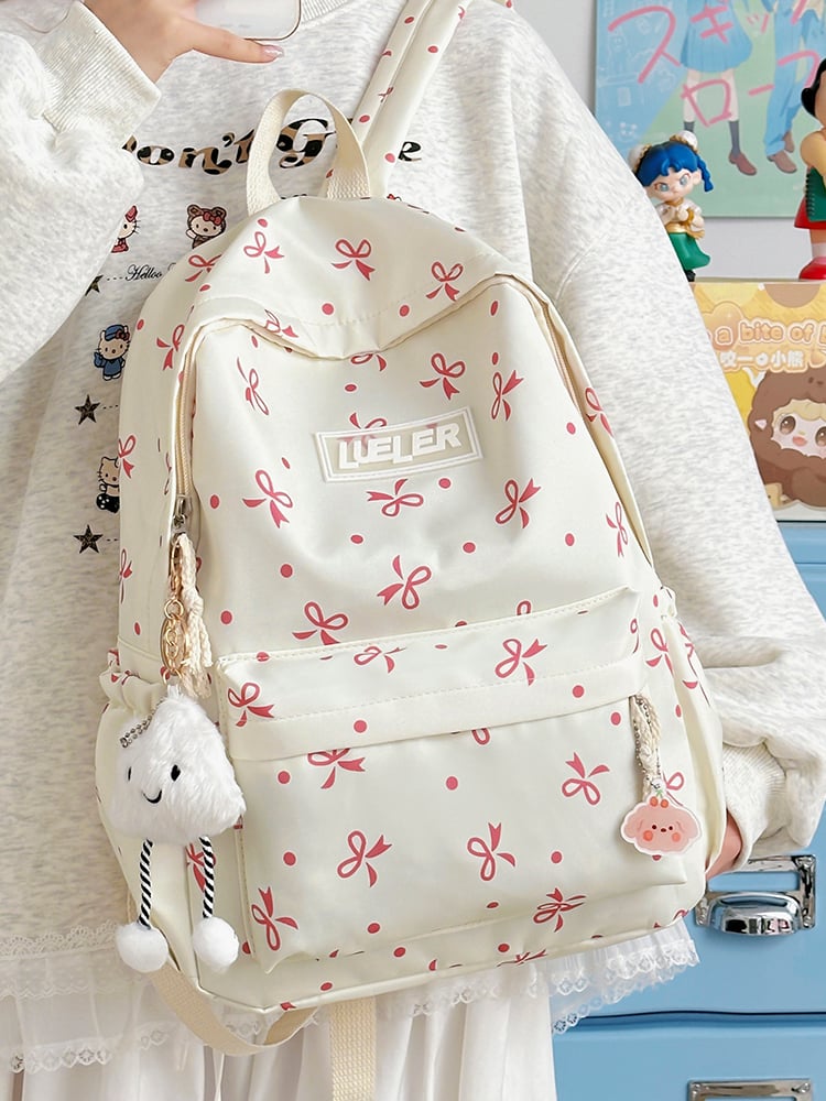 Nylon Bowknot Print Backpack
