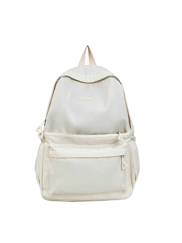 Beige Nylon Core Backpack with Zip Closure