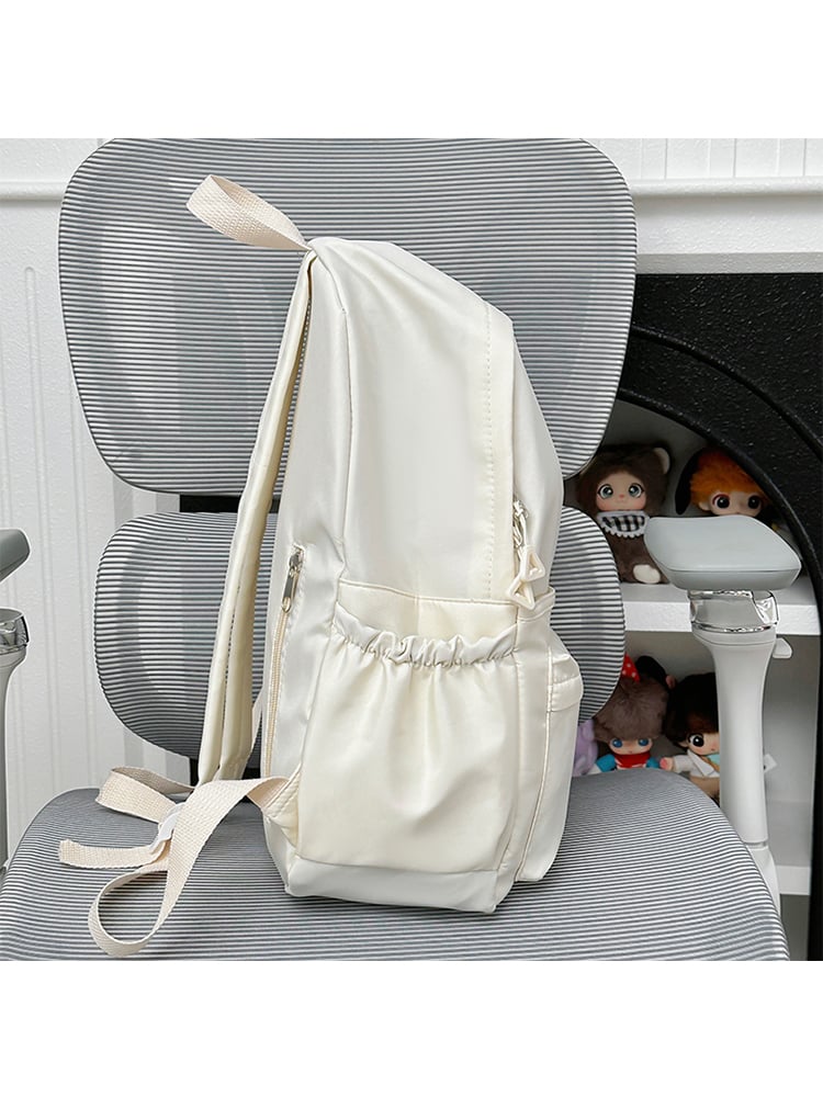 Beige Nylon Core Backpack with Zip Closure