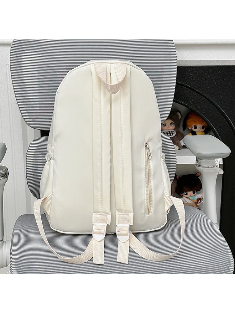 Beige Nylon Core Backpack with Zip Closure