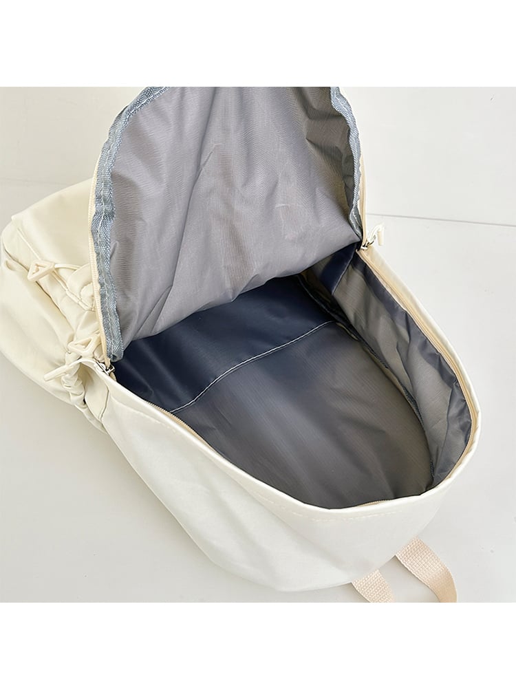Beige Nylon Core Backpack with Zip Closure