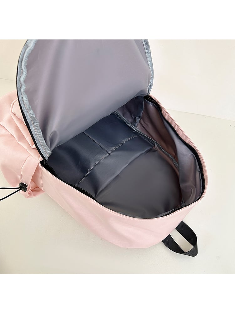 Light Pink Nylon Backpack with Bow Detail
