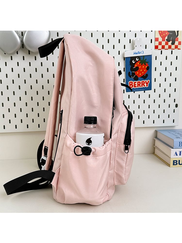 Light Pink Nylon Backpack with Bow Detail