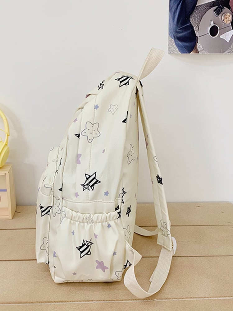 Nylon Star Print Casual Backpack