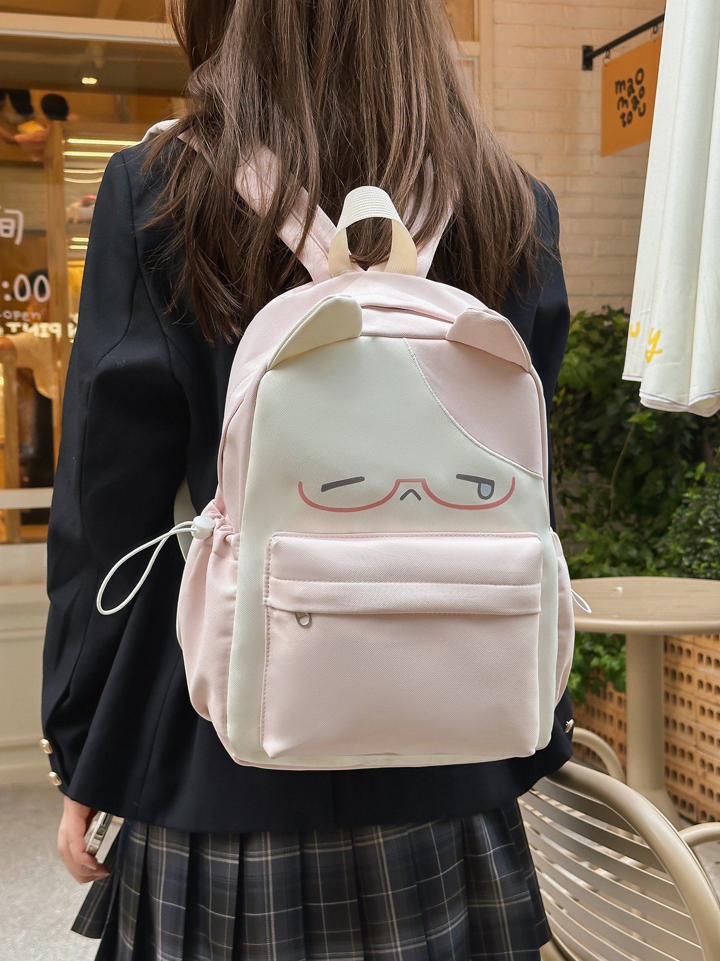 Pink Cat Ear Nylon Casual Backpack