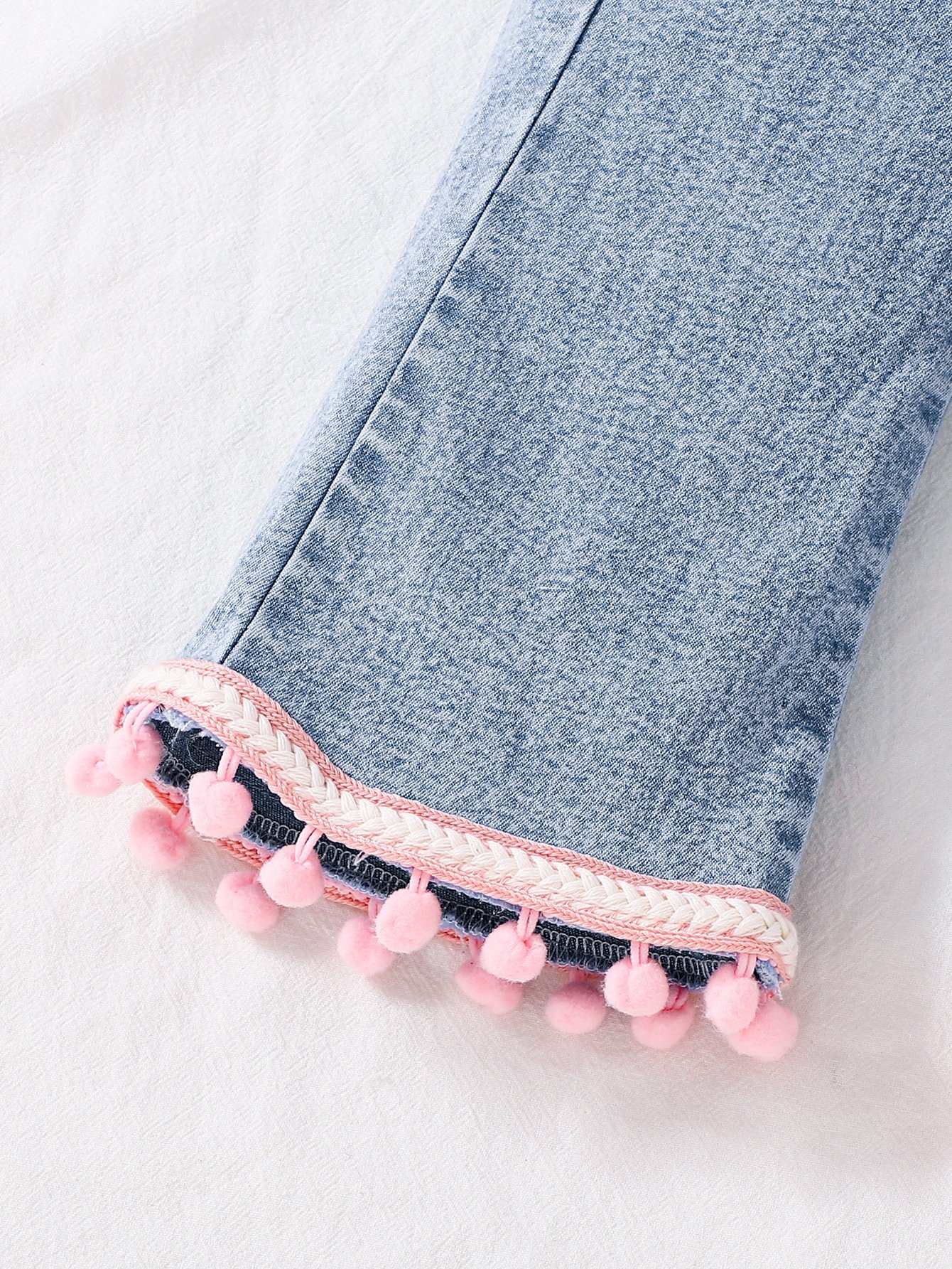 Girls Embellished Straight-Fit Jeans With Elastic Waist